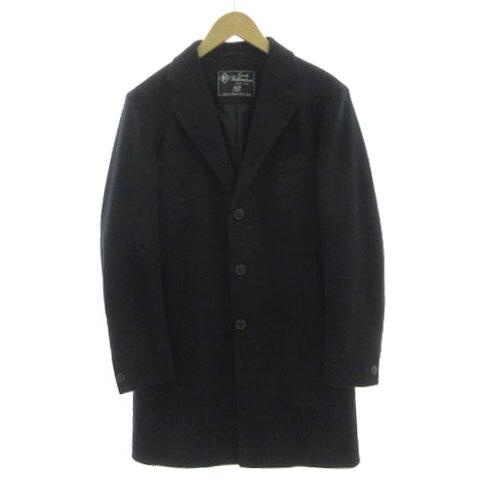 【中古】フォーワンセブンバイエディフィス 417byEDIFICE 厚地の外套 チェスターコート 15-020-312-5000-3-0 起毛 カシミール混 米国海軍 濃紺色 S メンズ 【ベクター 古着】 240617