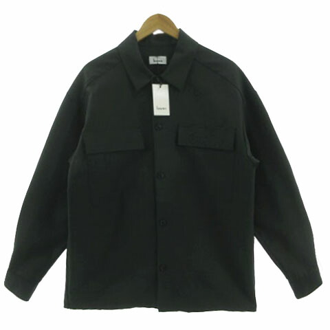 【中古】未使用品 ローン Lownn シャツ ワークシャツ 胸ポケ 長袖 シンプル 無地 ポーランド製 モヘア混 グリーン系 深緑 48 メンズ 【ベクトル 古着】 241001