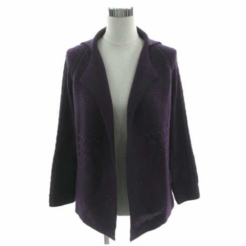 【中古】ロシャス ROCHAS Premiere レリアン ジレー 編み物 羽織り 日本製 絨毛 パープル 紫 11 レディース 【ベクター 古着】 250127 カーディガン・ボレロ-トップス