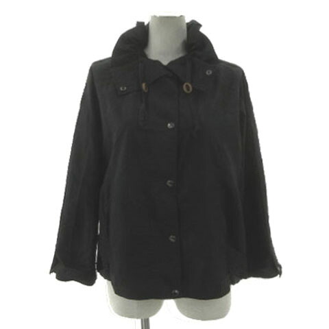 【中古】トランク ヒロココシノ TRUNK HIROKO KOSHINO ジャケット スタンドカラー ネックドローコード ブラック 黒 38 レディース 【ベクトル 古着】 250628