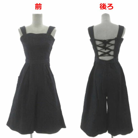 【中古】ミコアメリ MICOAMERI デニムサロペット 001620600101 ワイドパンツ バックレースアップ コットン ネイビー F レディース 【ベクトル 古着】 260127