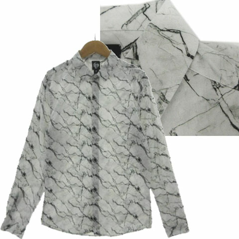 【中古】ツイステッド テイラー Twisted Tailor 大理石柄プルオーバー 長袖 綿織物 白いこと 白 黒いこと 黒 薄墨色 M メンズ 【ベクター 古着】 260525