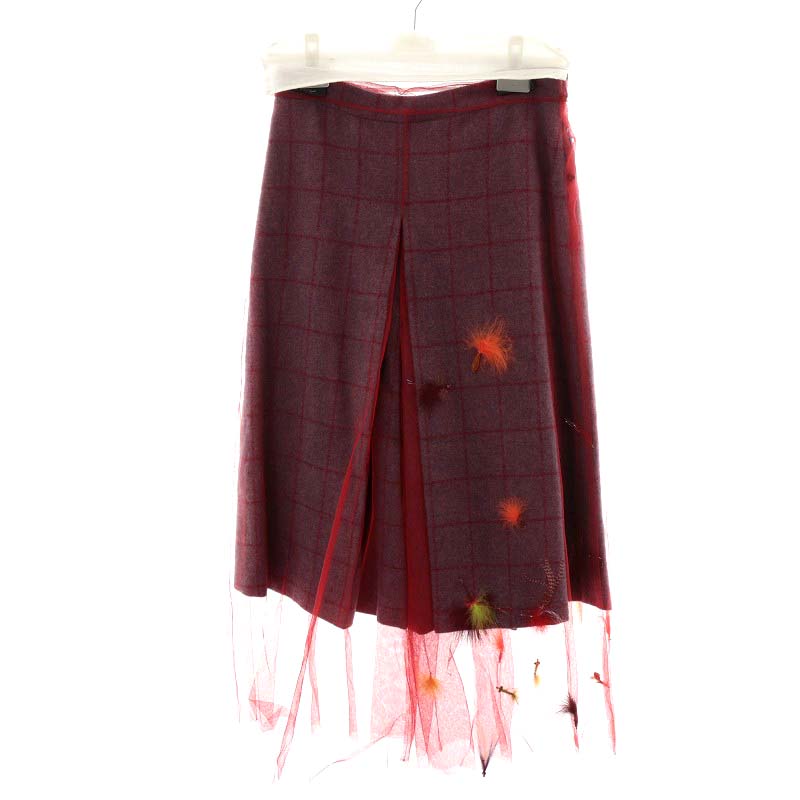 【中古】未使用品 メゾンマルジェラ Maison Margiela 22SS 白タグ キュロット ワイドパンツ チュール シアー 38 S 赤 レッド S31MA0350 /AN38 ■GY33 レディース 【ベクトル 古着】 240301|ブランド古着ベクトルプレミアム店