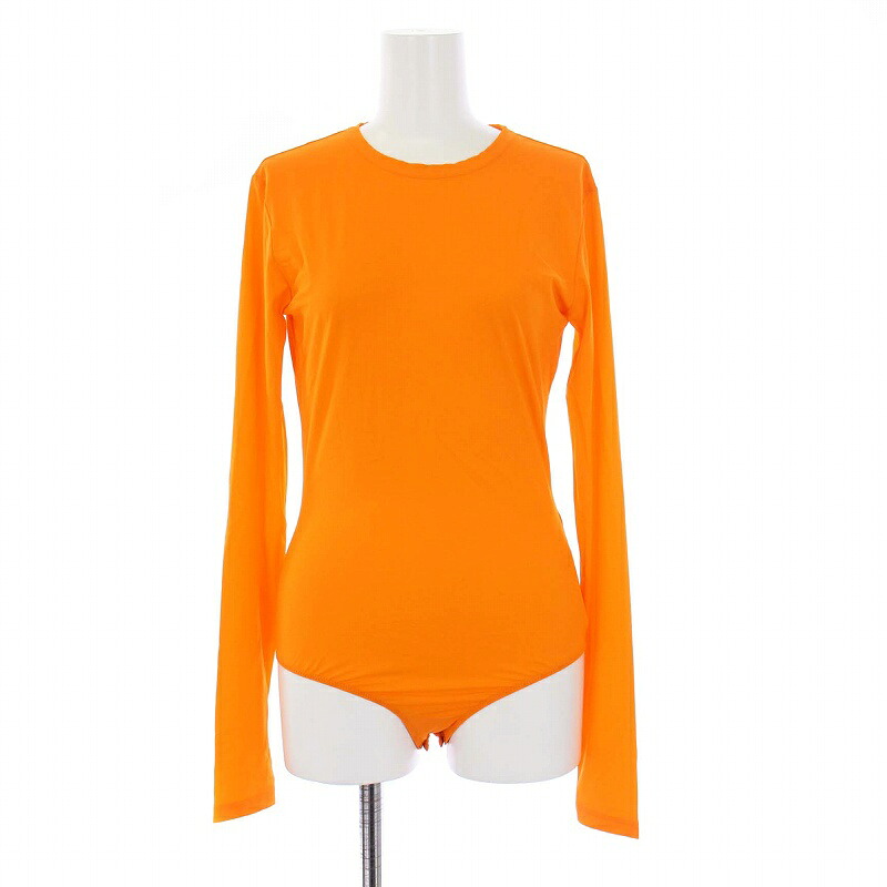【中古】未当て嵌める品 エムエムシックス メゾンマルジェラ MM6 Maison Margiela Stretch Jersey Bodysuit 上半身背広 カットソー 長袖 S オレンジ色 S52NA0044 /KH ■GY33 レディース 【ベクター 古着】 240304