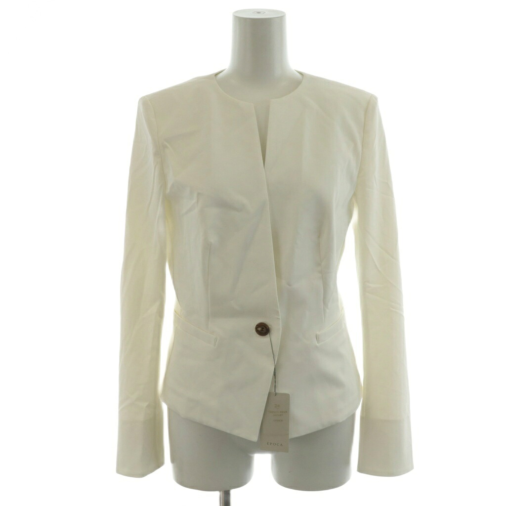 【中古】未使用品 エポカ EPOCA 2020SS 24 TWENTY FOUR JACKET Cool ノーカラージャケット シングル 40 白 ホワイト M5E15-360-01 /AN50 レディース 【ベクトル 古着】 251024