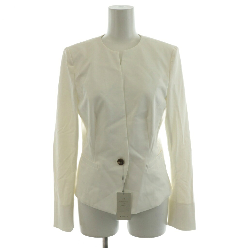 【中古】未使用品 エポカ EPOCA 2020SS 24 TWENTY FOUR JACKET Cool ノーカラージャケット シングル 40 白 ホワイト M5E15-360-01 /AN52 レディース 【ベクトル 古着】 251024｜ブランド古着ベクトルプレミアム店