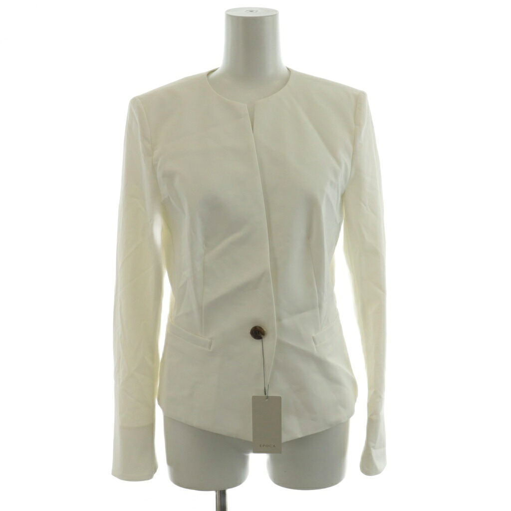 【中古】未使用品 エポカ EPOCA 2020SS 24 TWENTY FOUR JACKET Cool ノーカラージャケット シングル 40 白 ホワイト M5E15-360-01 /AN53 レディース 【ベクトル 古着】 251024 10,842円