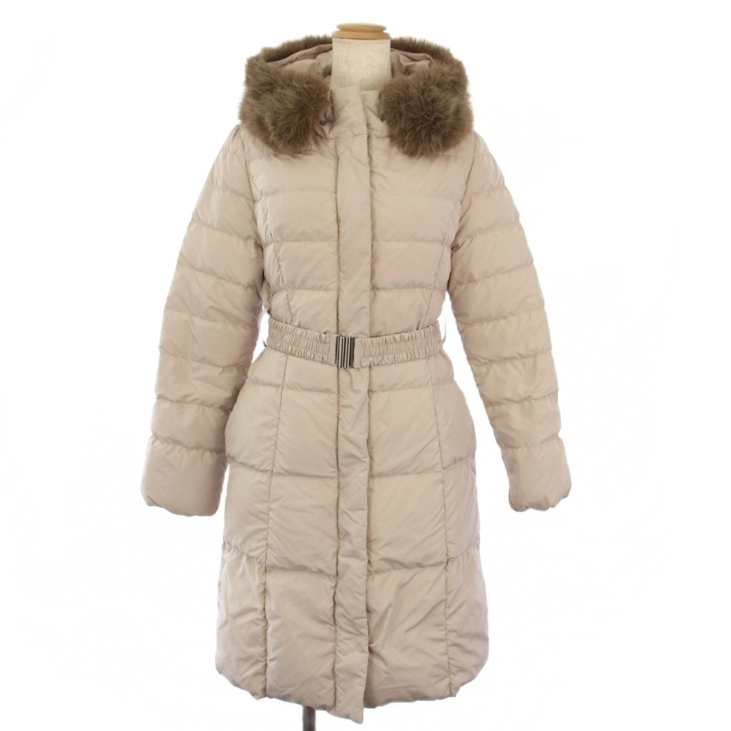 【中古】プロポーション ボディドレッシング PROPORTION BODY DRESSING 24AW ベーシックロングダウンジャケット ジップアップ フード ファー XS ピンク 121-4252005 /BM ■BM レディース 【ベクトル 古着】 260114