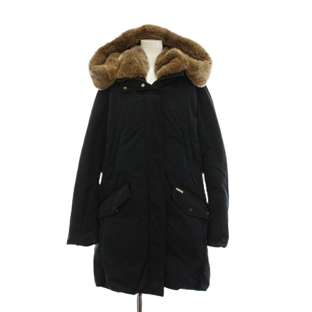 【中古】ウールリッチウーレンミルズ WOOLRICH WOOLEN MILLS COCOON ESKIMO ロングダウンジャケット アウター M 紺 ネイビー ラビットファー フード付き 長袖 WWCPS2725D /YM ■NI レディース 【ベクトル 古着】 260324|ブランド古着ベクトルプレミアム店