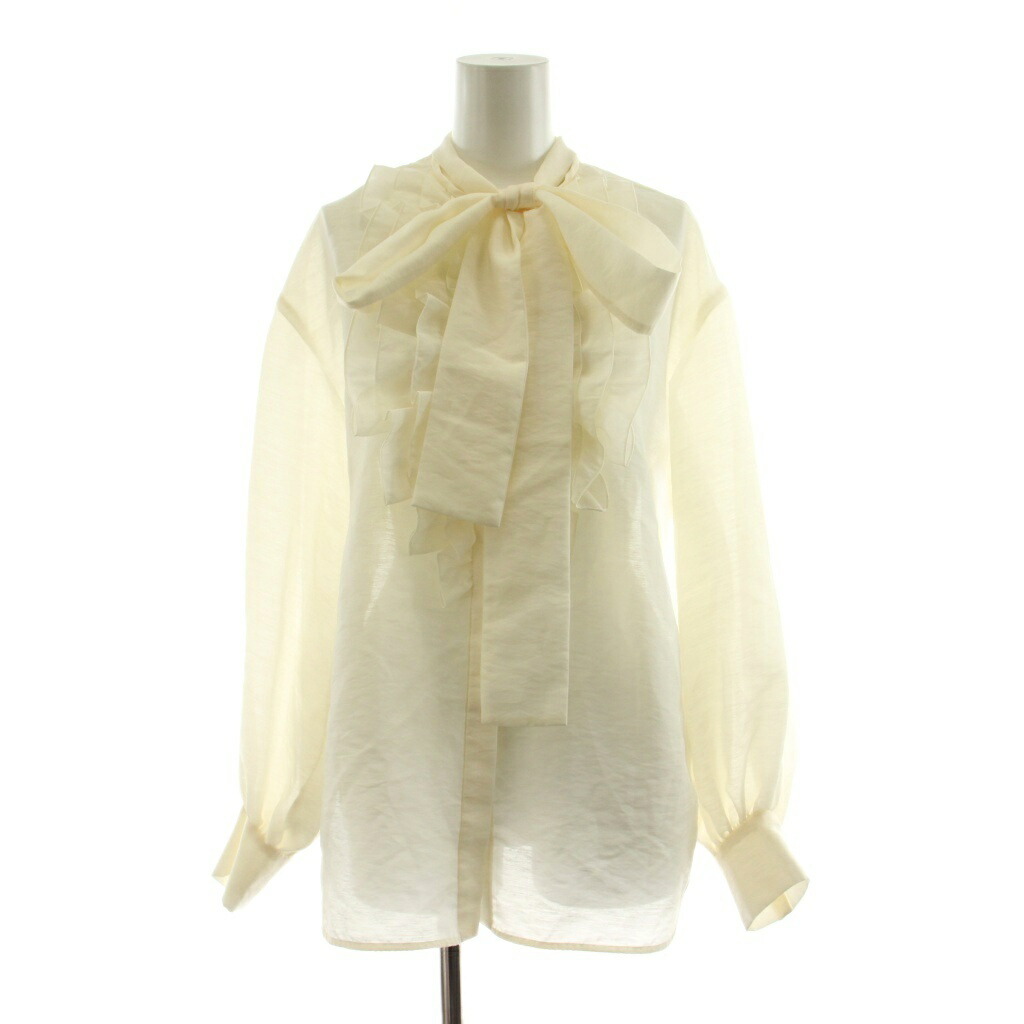【中古】ユナイテッドアローズ UNITED ARROWS 25SS オーガンジーフリルボウタイブラウス プルオーバー 長袖 象牙色 1521-162-1496 /KU ■MU レディース 【ベクター 古着】 260525