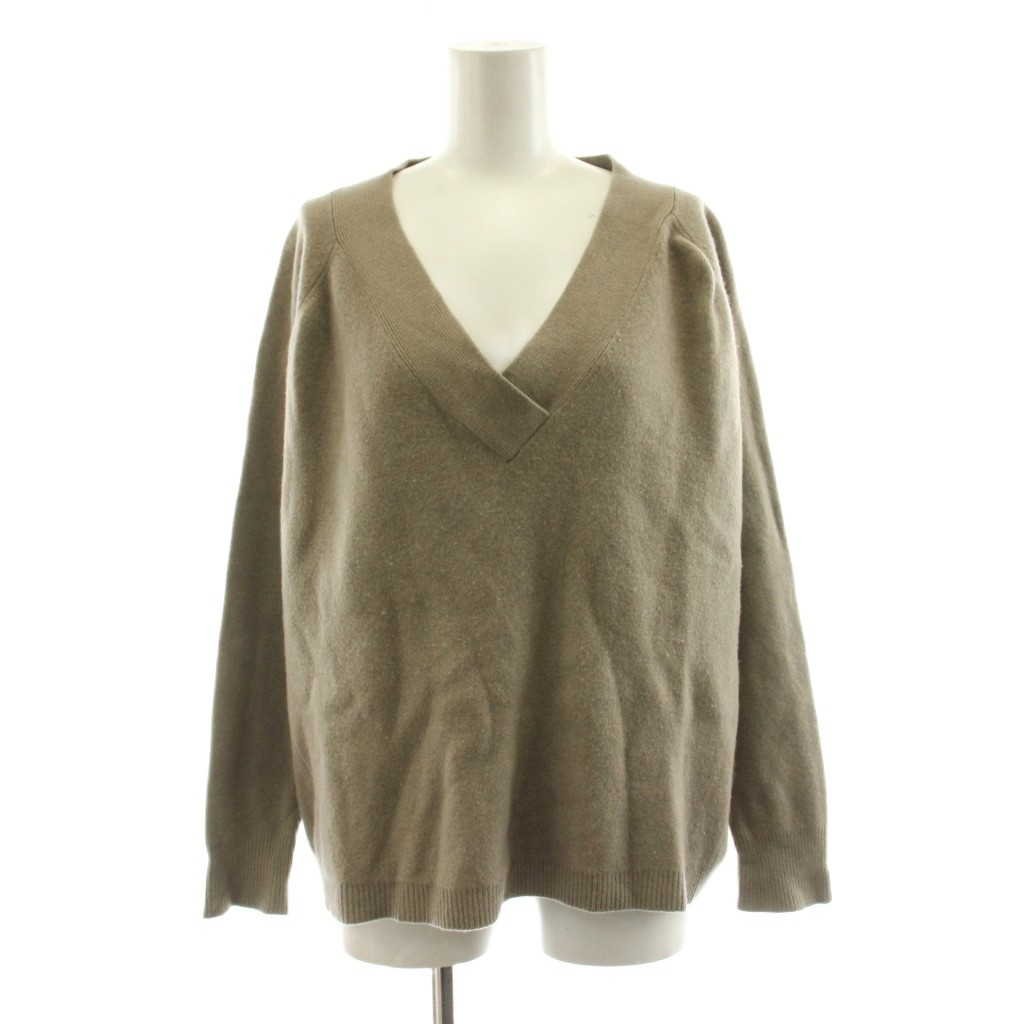 【中古】ドゥーズィエムクラス DEUXIEME CLASSE 19AW ミドルゲージニット ティーシャツ 長袖 Vのど首 羊毛 カシミール混 グレージュ 19080500719030 /KU ■MU レディース 【ベクター 古着】 260525