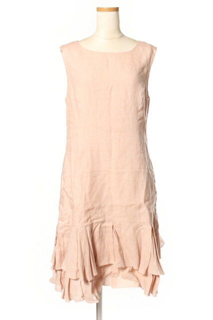 ピンク レディース フォクシー ワンピース O0419 Foxey 古着 レディース Marigold Foxey ベクトル 中古 ティアード 38 リネン Marigold フレア ワンピース 麻 ノースリーブ 中古 ミニ フォクシー