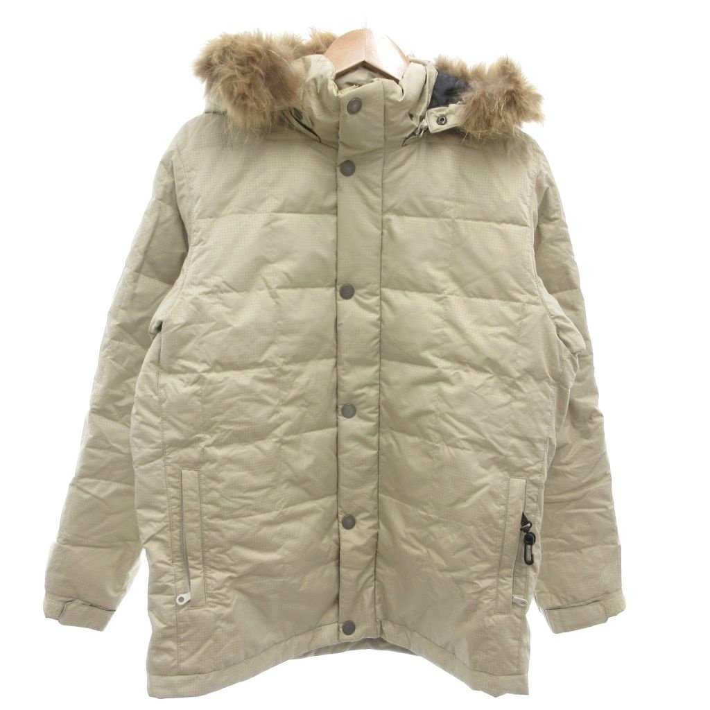 【中古】フェニックス PHENIX ダウンジャケット フェザー混 M ベージュ 長袖 フード付き ファー付き /KR ■GY66 メンズ 【ベクトル 古着】 260319