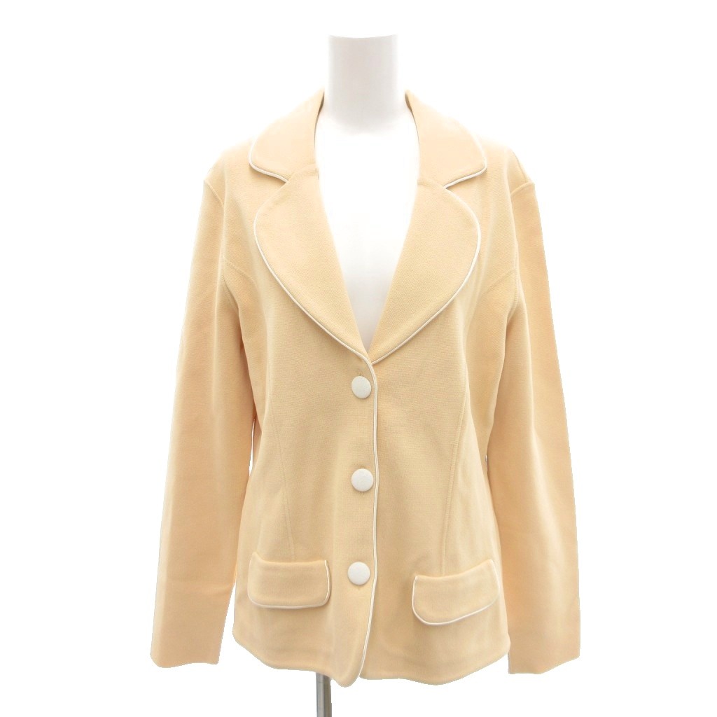 【中古】サルヴァトーレフェラガモ Salvatore Ferragamo 美品 テーラードジャケット ニット シングル XL ベージュ /SJ ■ECG001 レディース 【ベクトル 古着】 260312