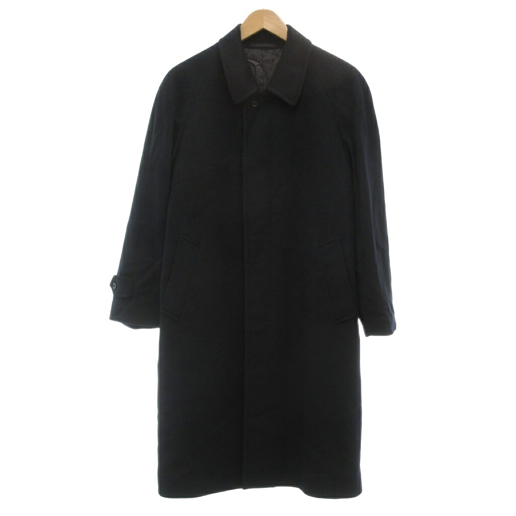 【中古】ピエールバルマン Pierre Balmain ステンカラーコート カシミヤ S 黒 ブラック 無地 長袖 比翼仕立て /SX ■ECG003 メンズ 【ベクトル 古着】 260311