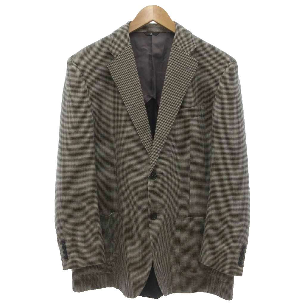 【中古】ランバン LANVIN COLLECTION テーラードジャケット シングル カシミヤ混 R50 千鳥柄 2B ノッチドラペル 開き見せ サイドベンツ 総裏地 グレー /KB ■ECG005 メンズ 【ベクトル 古着】 260521｜ブランド古着ベクトルプレミアム店