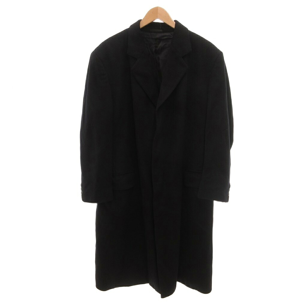 【中古】チベット Tibbett(BEAMS) ステンカラーコート カシミヤ 52 比翼ボタン ロング丈 無地 黒 ブラック /YF ■ECG006 メンズ 【ベクトル 古着】 260605｜ブランド古着ベクトルプレミアム店