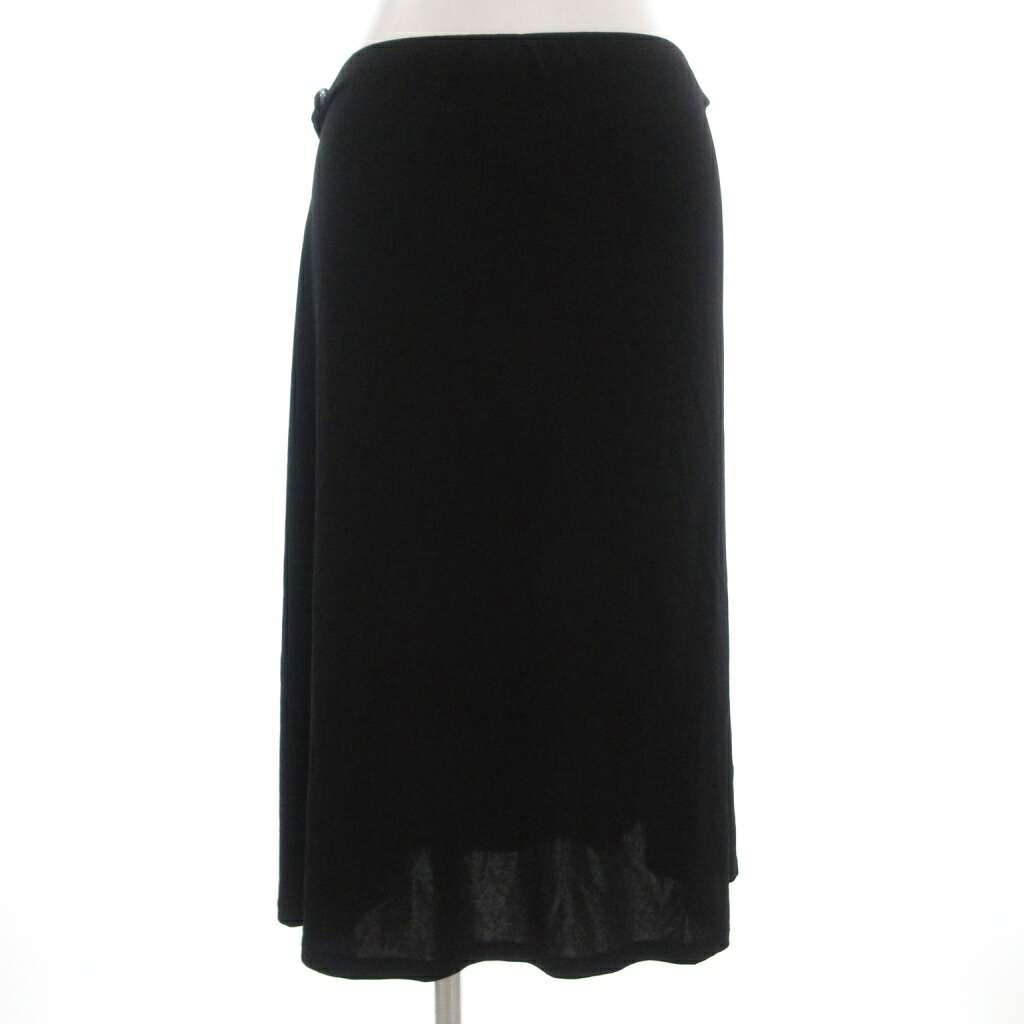 【中古】マックスマーラ MAX MARA 白タグ フレアスカート ラップ風 イージー ストレッチ ひざ丈 イタリア製 黒 ブラック /GV ■ECF006 レディース 【ベクトル 古着】 260626|ブランド古着ベクトルプレミアム店