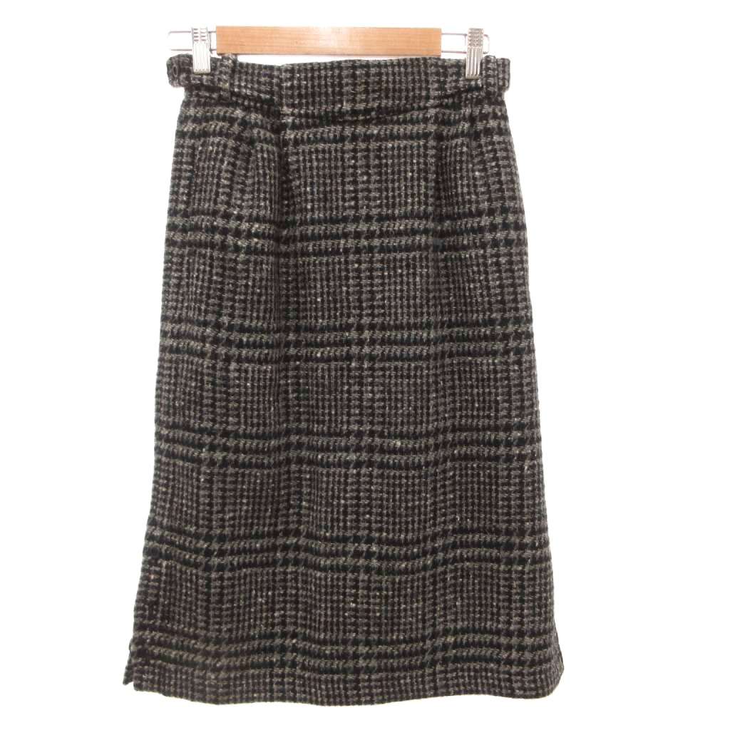 【中古】クリスチャンディオール Christian Dior SPORTS ヴィンテージ ツイードスカート ウール ひざ丈 チェック柄 M 黒 ブラック グレー /JS ■ECG007 レディース 【ベクトル 古着】 260711|ブランド古着ベクトルプレミアム店