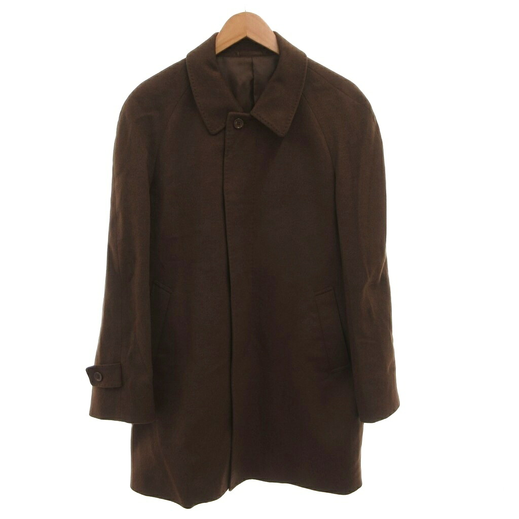 【中古】カシミヤコート ステンカラーコート ひざ丈 175&minus;185 茶 ブラウン /FF ■ECG007 メンズ 【ベクトル 古着】 260709｜ブランド古着ベクトルプレミアム店