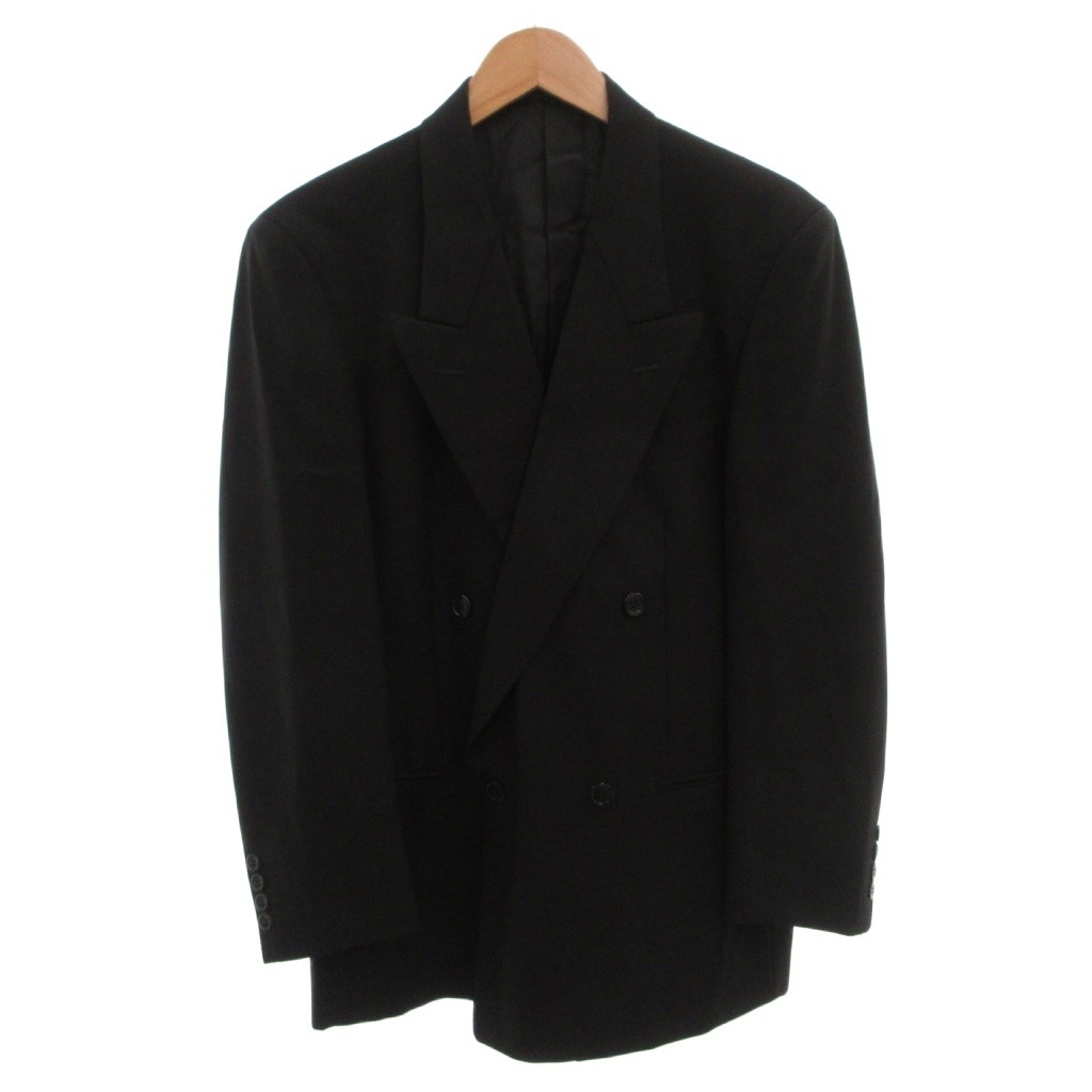 【中古】イヴサンローラン YVES SAINT LAURENT テーラードジャケット ブレザー シングル ダブル ウール A5 黒 ブラック /FF ■ECG007 メンズ 【ベクトル 古着】 260709|ブランド古着ベクトルプレミアム店