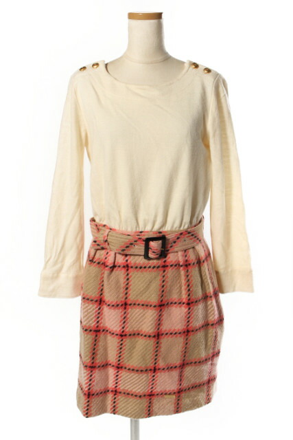 中古 青付箋クレストブリッジ Blue Label Crestbridge ワン平穏さ ニット ひざ丈 タイト マーク 絨毛 36 白妙 白色 Mm0515 レディース ベクトル 古着 中古 ブルーレーベルクレストブリッジ Blue Label Crestbridge ワンピース ニット ひざ丈 タイト チェック