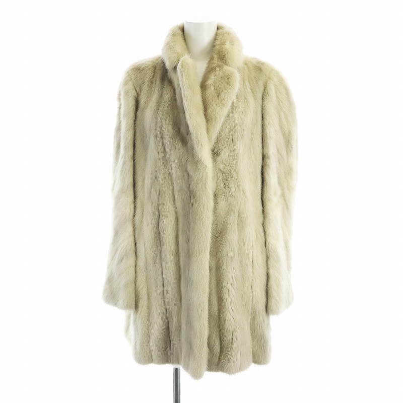 ■エンバ/EMBA フォックスファーコート/ジャケット■茶LADIESミンク/102 エンバ EMBA 毛皮コート ミドル シェアードミンクファー ストライプ 総