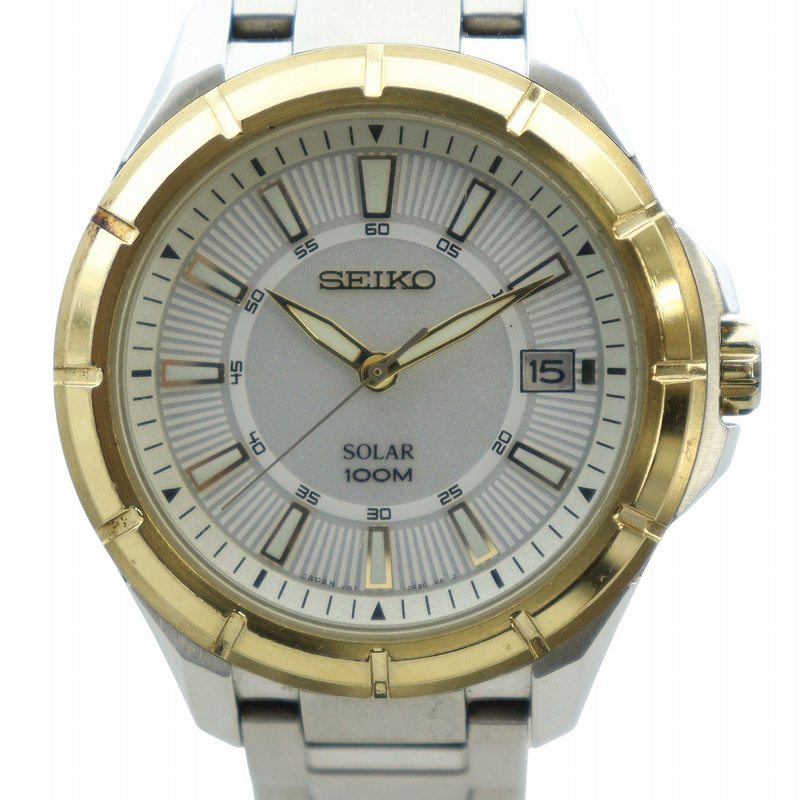 良品　SEIKO　セイコー　ゴールド　V158　ソーラー　腕時計　メンズ　デイト 楽天市場】セイコー SEIKO ソーラー メンズ 腕時計 デイデイト