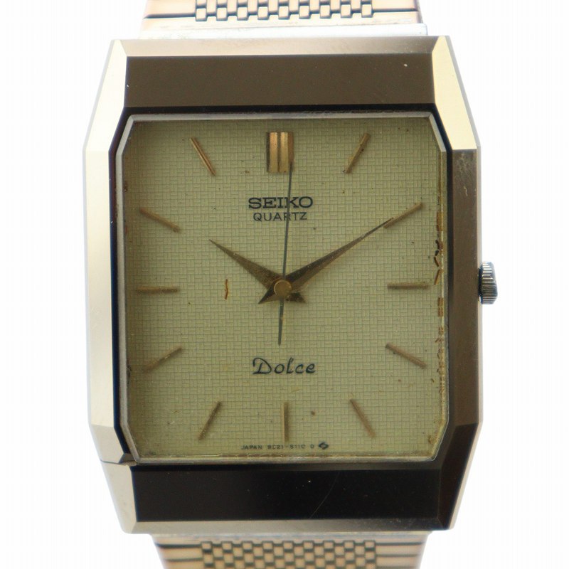 SEIKO DOLCE クォーツアイボリー 良品 SEIKOセイコー メンズ腕時計ドルチェ アイボリー シンプル