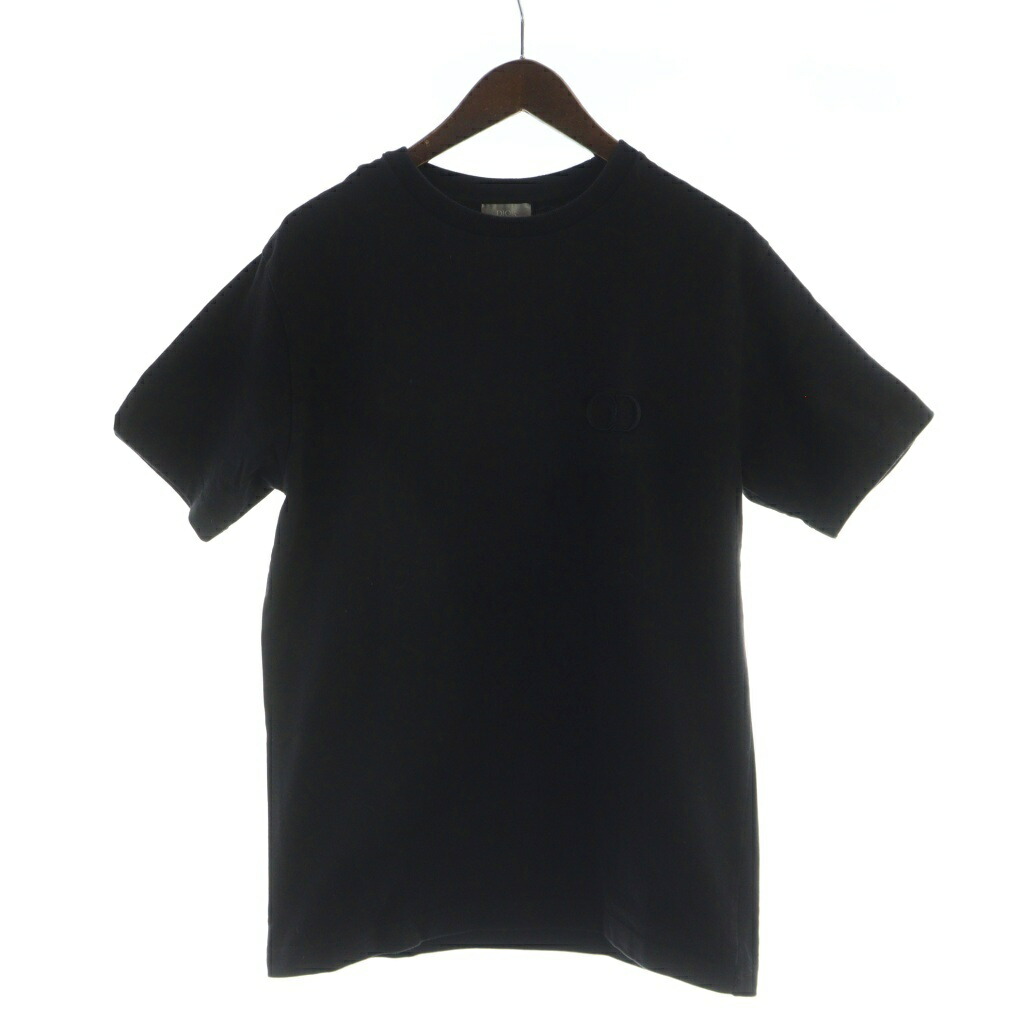 【中古】ディオールオム Dior HOMME CD Icon アイコン プルオーバー カットソー 綿織物 プルオーバー 半袖 ロゴタイプ 刺しゅう S 黒 黒いこと 943J605A0554 ■GY17 /MQ メンズ 【ベクター 古着】 250830