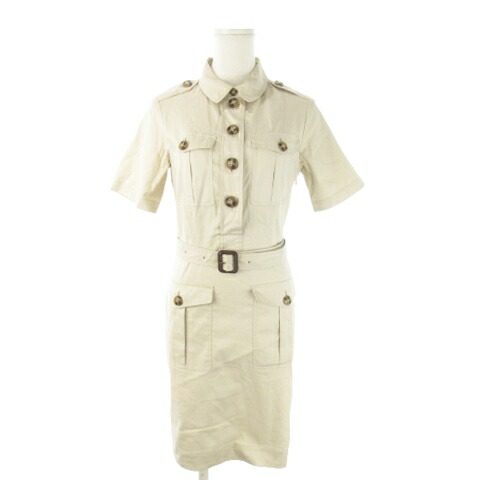 【中古】バーバリーブリット BURBERRY BRIT プルオーバー衣装 ミニ 半袖 二分の一名取り草 伸ばすこと 肩章 胴締め 弱められた大きさ 4 XS ベージュ /AO19 ■GY17 レディース 【ベクター 古着】 250917