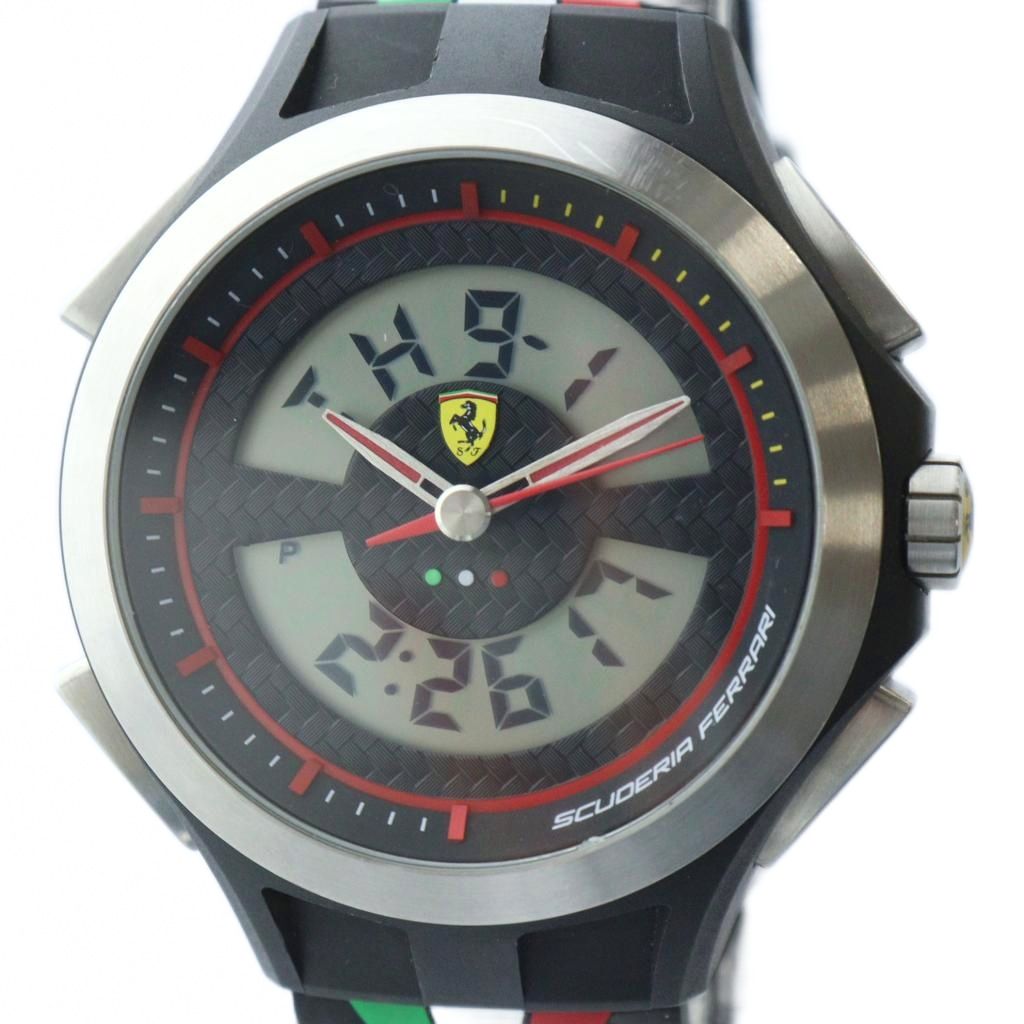 【中古】スクーデリア フェラーリ Scuderia Ferrari 腕時計 ウォッチ クォーツ アナデジ カレンダー付き シルバー色 FS.02.1.29.0010 ■GY18 /MQ メンズ 【ベクトル 古着】 250911