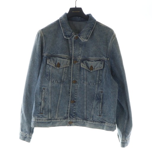 【中古】ルイヴィトン LOUIS VUITTON ジーンズ上衣 長袖 シングル ステンカラー ロゴタイプ 金名取り草 XL 青 青碧 RM241Q LVP HHA41W ■GY18 /MQ メンズ 【ベクター 古着】 250910