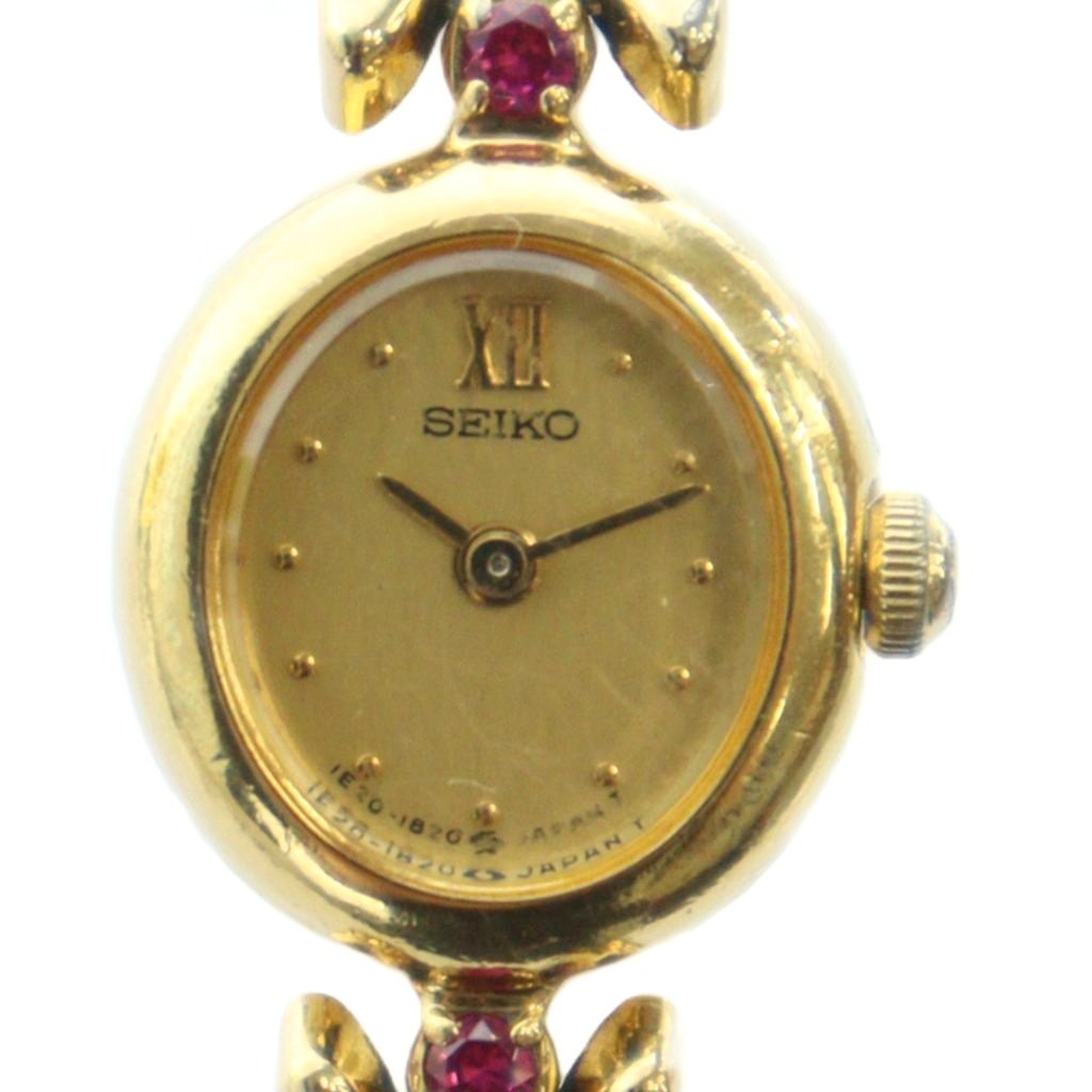 Seiko セイコー 1E20-6190 ゴールド クオーツ レディース 楽天市場】電池交換済 SEIKO セイコー オーバル ビジュー 1E20-6190 白