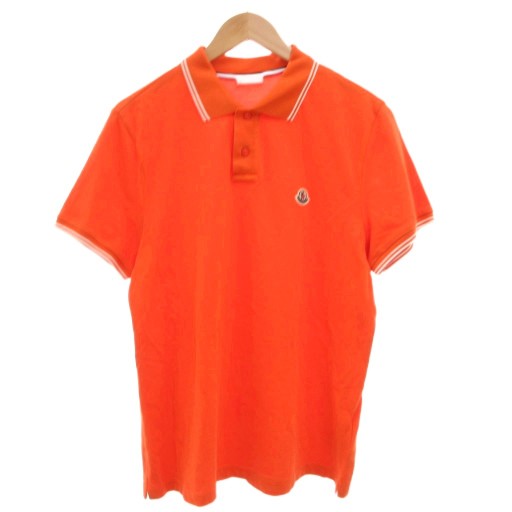 【中古】モンク軌跡 MONCLER 20SS MAGLIA POLO MANICA CORTA スポーツシャツ カットソー 半袖 L オレンジ色 鹿の子 ロゴタイプ 紋章 F10918A70600 /JS ■GY40 メンズ 【ベクター 古着】 251003