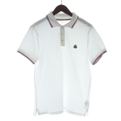 【中古】モンク軌跡 MONCLER MAGLIA POLO MANICA CORTA スポーツシャツ カットソー 半袖 鹿の子 ロゴタイプ紋章 M 白 白いこと D10918345600 84556 ■GY18 /MQ メンズ 【ベクター 古着】 250926