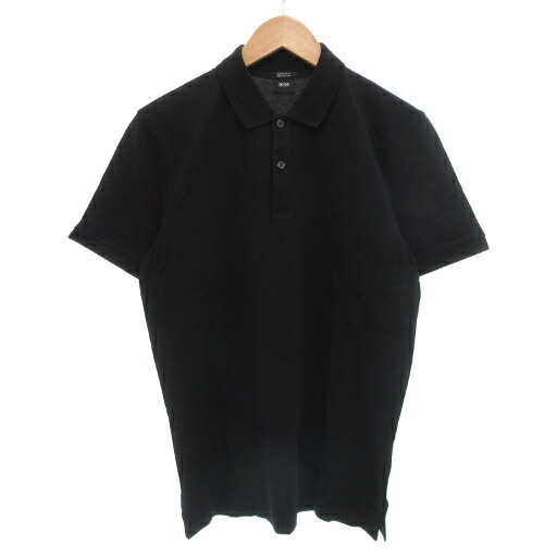【中古】ヒューゴボス HUGO BOSS C-フィレンツェ C-FIRENZE ポロシャツ S 半袖 ロゴ刺繍 ワンポイント 黒 ブラック 10108581 /GV ■GY19 メンズ 【ベクトル 古着】 251025