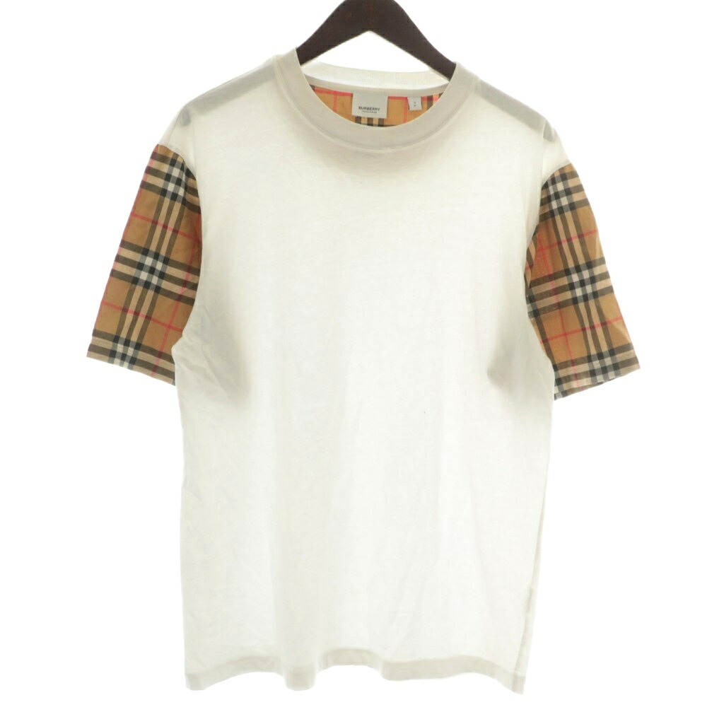 【中古】赤ちょうちんバリー 英国の首都 BURBERRY LONDON イングランド ENGLAND ティーシャツ カットソー 半袖 労働者の一団のど首 ノバチェック うつり変わり S 白 白いこと 赤銅色 赤銅色 /XZ ■GY19 メンズ 【ベクター 古着】 251027