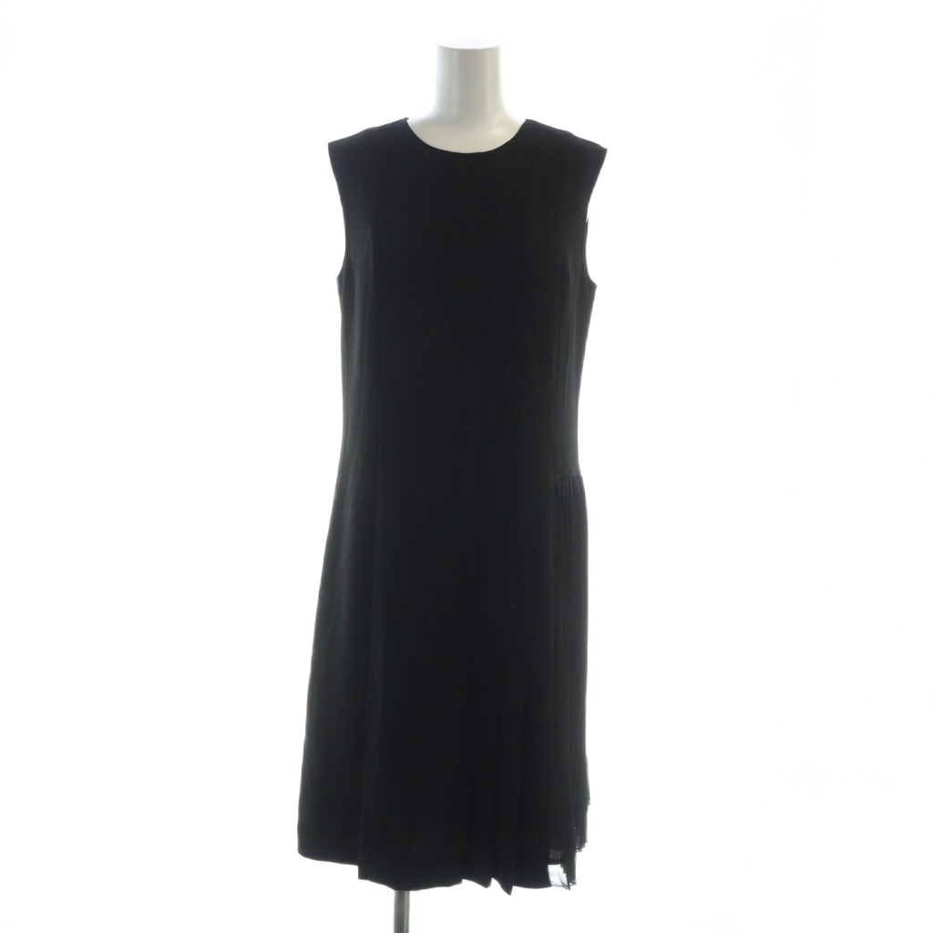 【中古】行動論理 Theory 23SS CLASSIC CREPE PLEATED DAY DRESS ノースリーブ衣装 ロング 筋目 4 黒 黒いこと ■GY01 /MQ レディース 【ベクター 古着】 251104