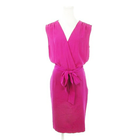 【中古】ダイアンフォンファステンバーグ DIANE von FURSTENBERG ワンピース カシュクール ひざ丈 ノースリーブ 切り替え リボン 2 M 紫 パープル /AH22 ■GY99 レディース 【ベクトル 古着】 251104
