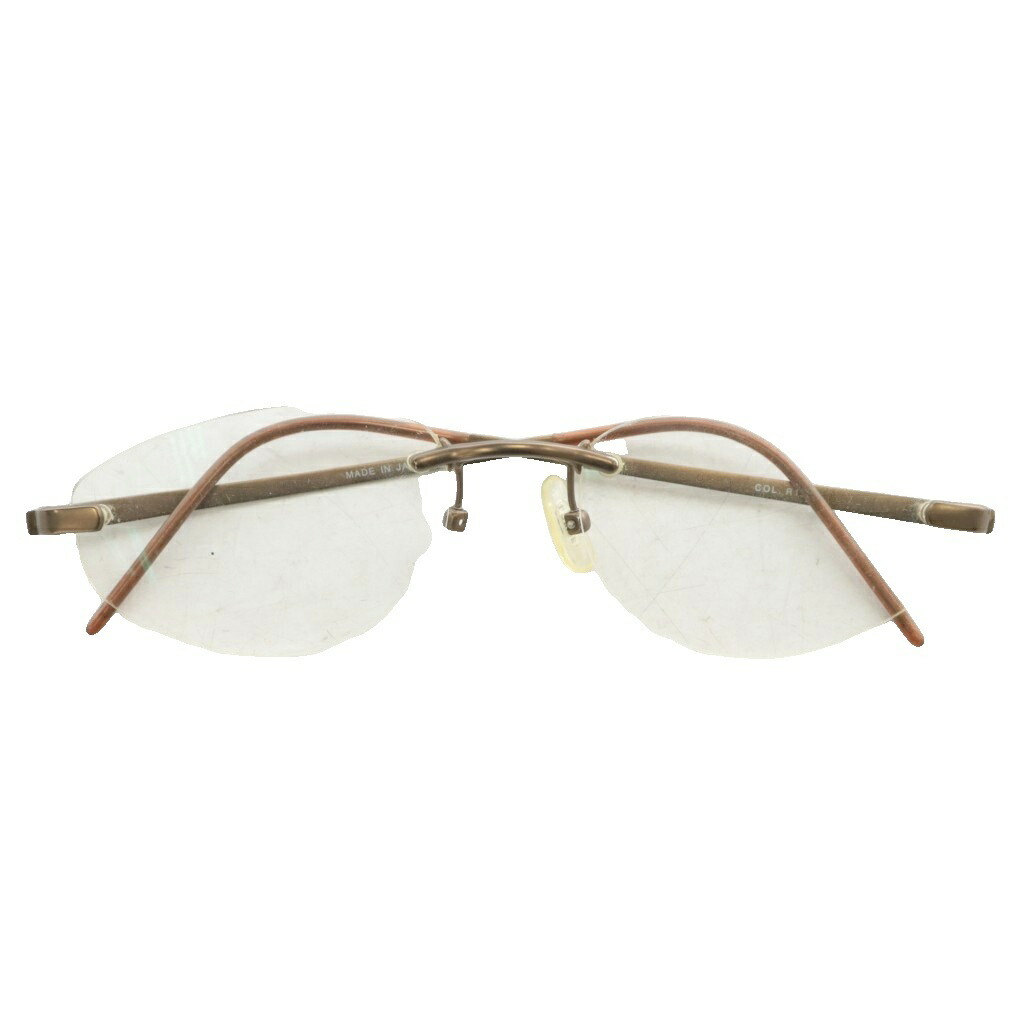 【中古】ロエベ LOEWE 眼鏡 メガネ 度あり チタンフレーム リムレス ツーポイント ロゴ 茶色 ブラウン 029J /XZ ■GY11 メンズ レディース 【ベクトル 古着】 251101