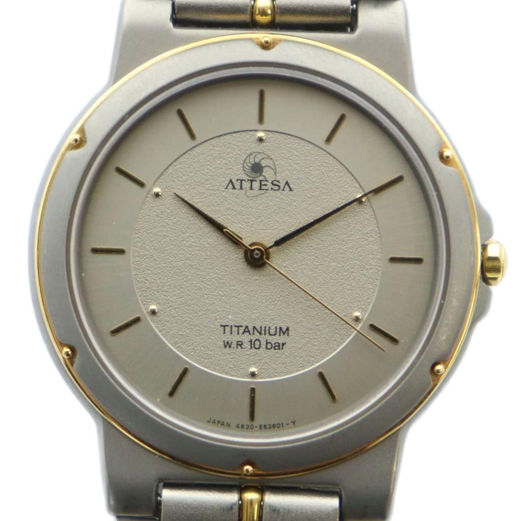 【中古】シチズン CITIZEN アテッサ attesa 4630-E62151 腕時計 ウォッチ クォーツ ロゴ シルバー色 ■GY11 /MQ メンズ 【ベクトル 古着】 251203