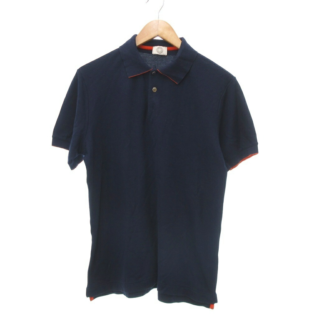 【中古】エルメス HERMES セリエ スポーツシャツ ドゥブルジュ 半袖 M 紺 米国海軍 /UO ■GY18 メンズ 【ベクター 古着】 251127