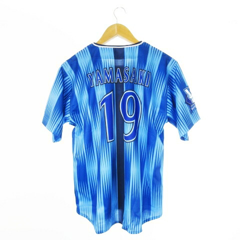 【中古】未使用品 ハイクオリティーレプリカユニフォーム 横浜DeNaベイスターズ 交流戦 HOME No.19 山崎康晃 半袖シャツ ロゴ 野球 観戦 ファン M 青 ブルー /CK2 ■GY11 メンズ レディース 【ベクトル 古着】 251119