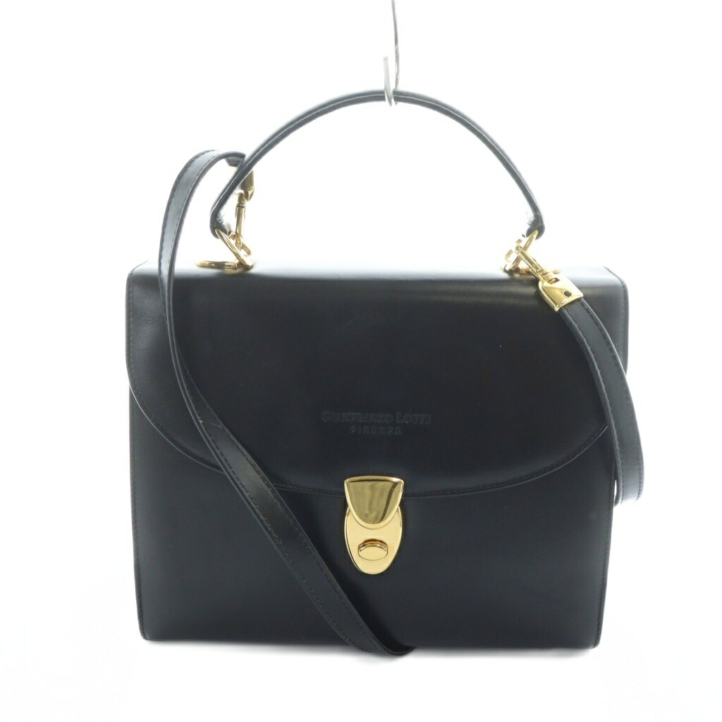 【中古】GIANFRANCO LOTTI ジャンフラコロッティ ハンドバッグ ショルダー 2WAY レザー 黒 ブラック ■GY18 /MQ レディース 【ベクトル 古着】 251114