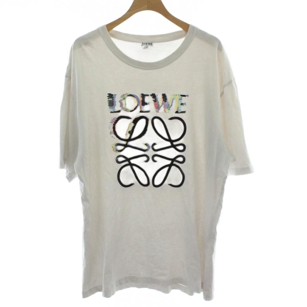 【中古】ロエベ LOEWE アナグラム グリッチ Tシャツ 半袖 クルーネック L アイボリー 白 H526Y22J61 /PP ■GY18 メンズ 【ベクトル 古着】 251121