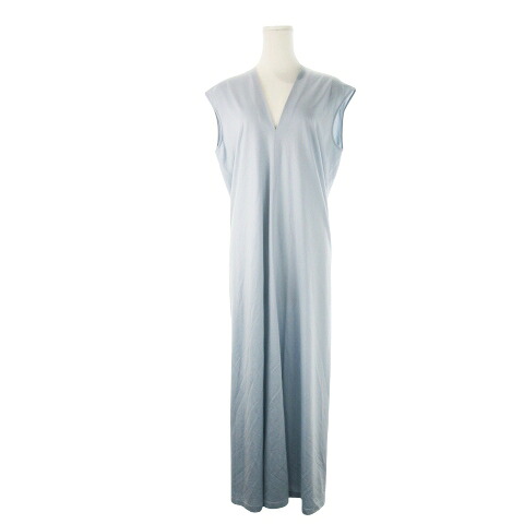 【中古】未使用品 ゼロエイトサーカス 08SIRCUS CUPRO JERSEY VNECK SLEEVELESS DRESS ロングワンピース Vネック ノースリーブ ストレッチ 0 S 青 ブルー /CK20 ■GY55 レディース 【ベクトル 古着】 251127