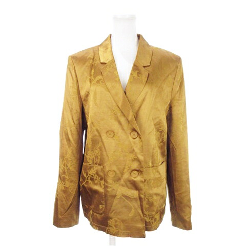【中古】未使用品 セミクチュール SEMI COUTURE テーラードジャケット ダブル 総裏地 シャンタンジャガード 花柄 大きいサイズ 42 XL 黄 マスタード /AH27 ■GY43 レディース 【ベクトル 古着】 251125