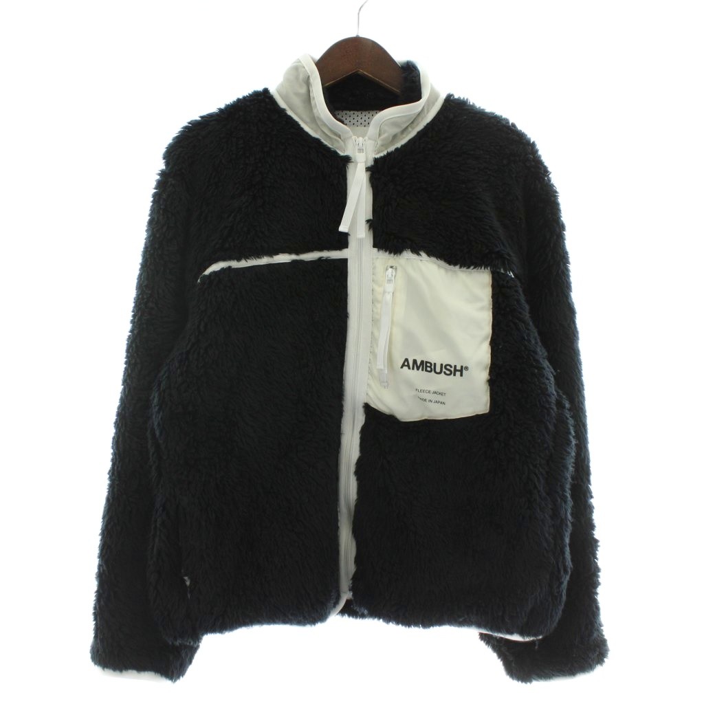 【中古】アンブッシュ AMBUSH 20AW NEW FLEECE JACKET フリースジャケット ブルゾン アウター ボア ジップアップ ロゴ 2 M 黒 ブラック BMEA001F20FLE001 /XZ ■GY12 メンズ 【ベクトル 古着】 251117