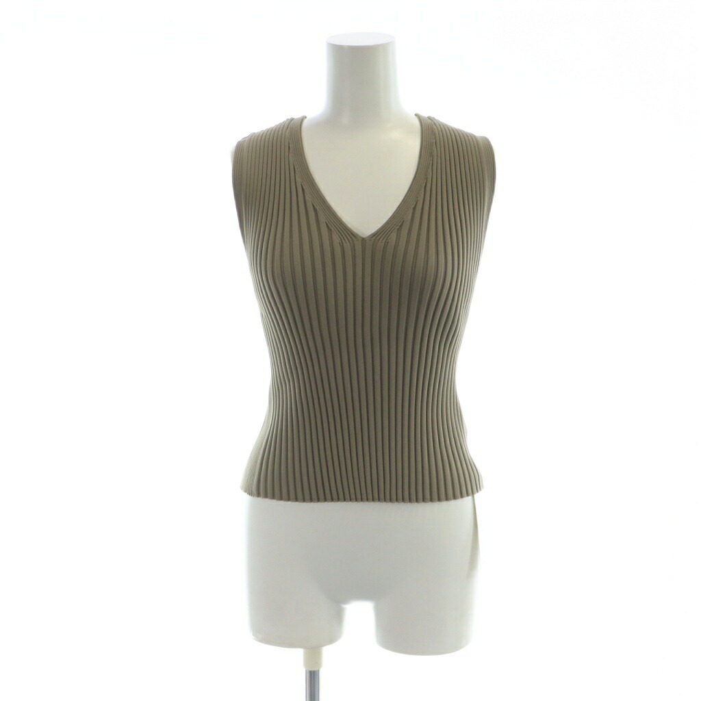 【中古】未使用品 IIROT 025-024-KT71-10 ECO VNECK KNIT L.GRAY Vネックニット カットソー ノースリーブ 1 カーキ ■GY55 /MQ レディース 【ベクトル 古着】 260116
